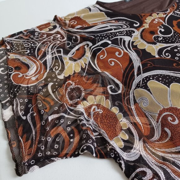 Schott NYC 70s Vintage Abstract Print Mesh Top - Picture 5 of 16